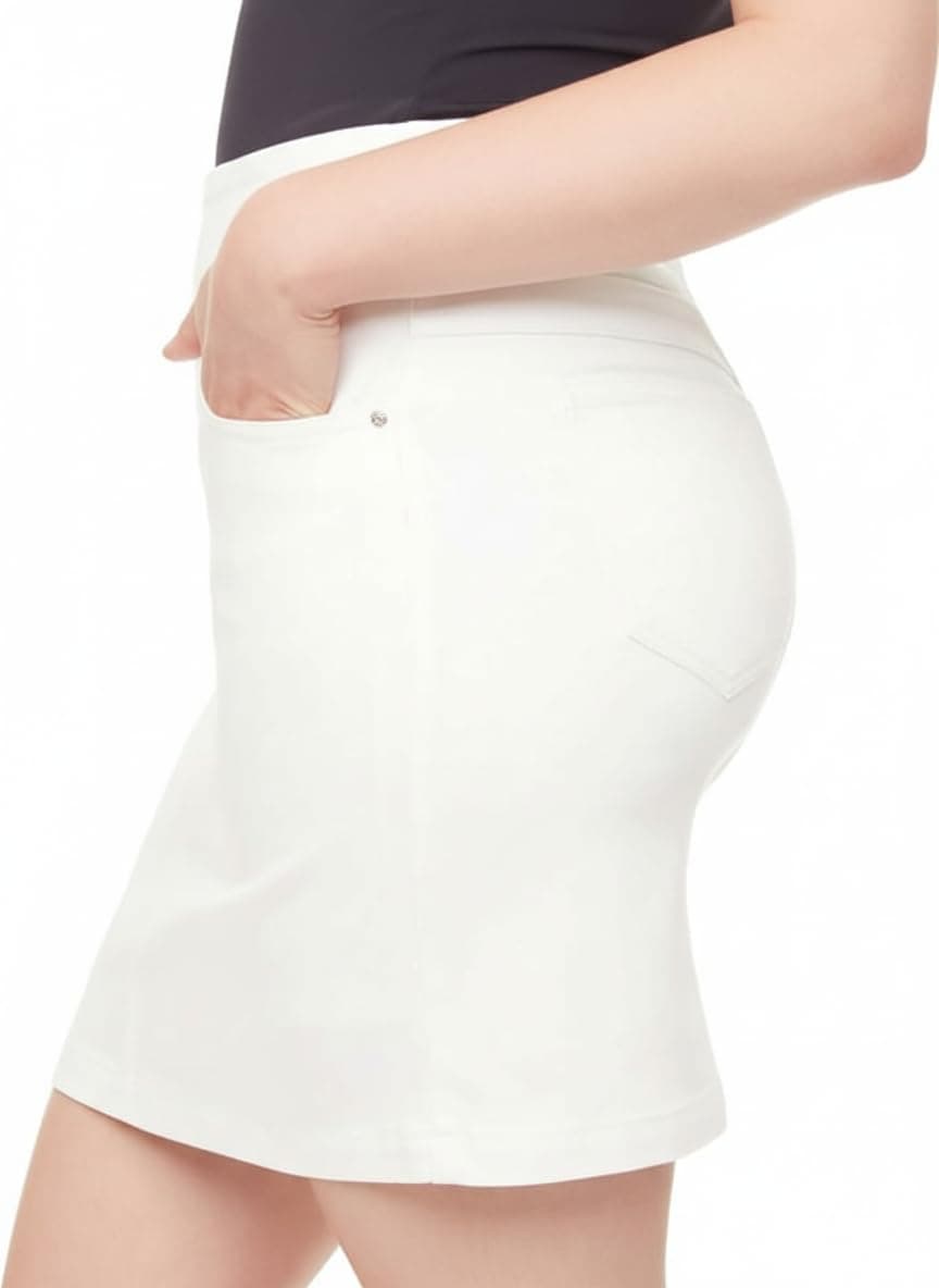 S.C. & CO. Classic Women's Pull-On High-Waisted Denim Skort with Tummy Control, Casual Stretch Jean Skort for Everyday Wear, Regular, Medium, White thumbnail 4