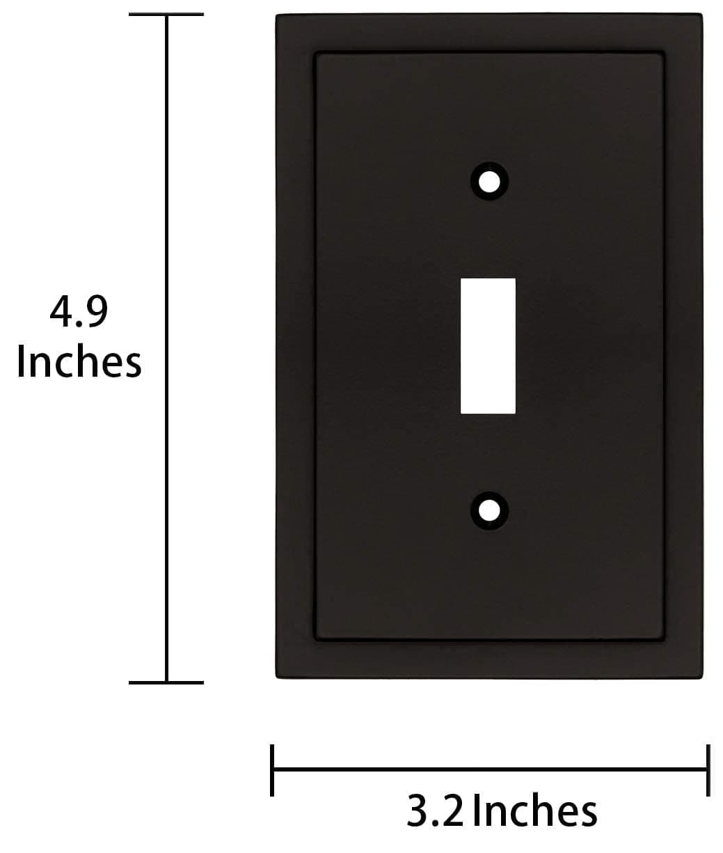 Henne Bery Modern Edge Decorative Wall Plate Switch Plate Outlet Cover, Durable Solid Zinc Alloy (Single Toggle 2PK, Matte Black) thumbnail 5