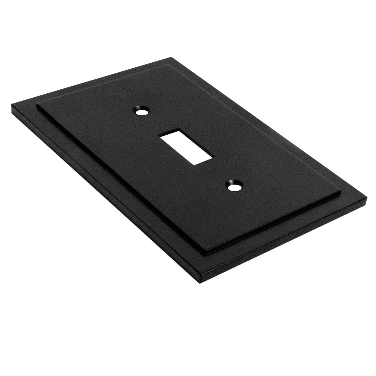 Henne Bery Modern Edge Decorative Wall Plate Switch Plate Outlet Cover, Durable Solid Zinc Alloy (Single Toggle 2PK, Matte Black) thumbnail 3