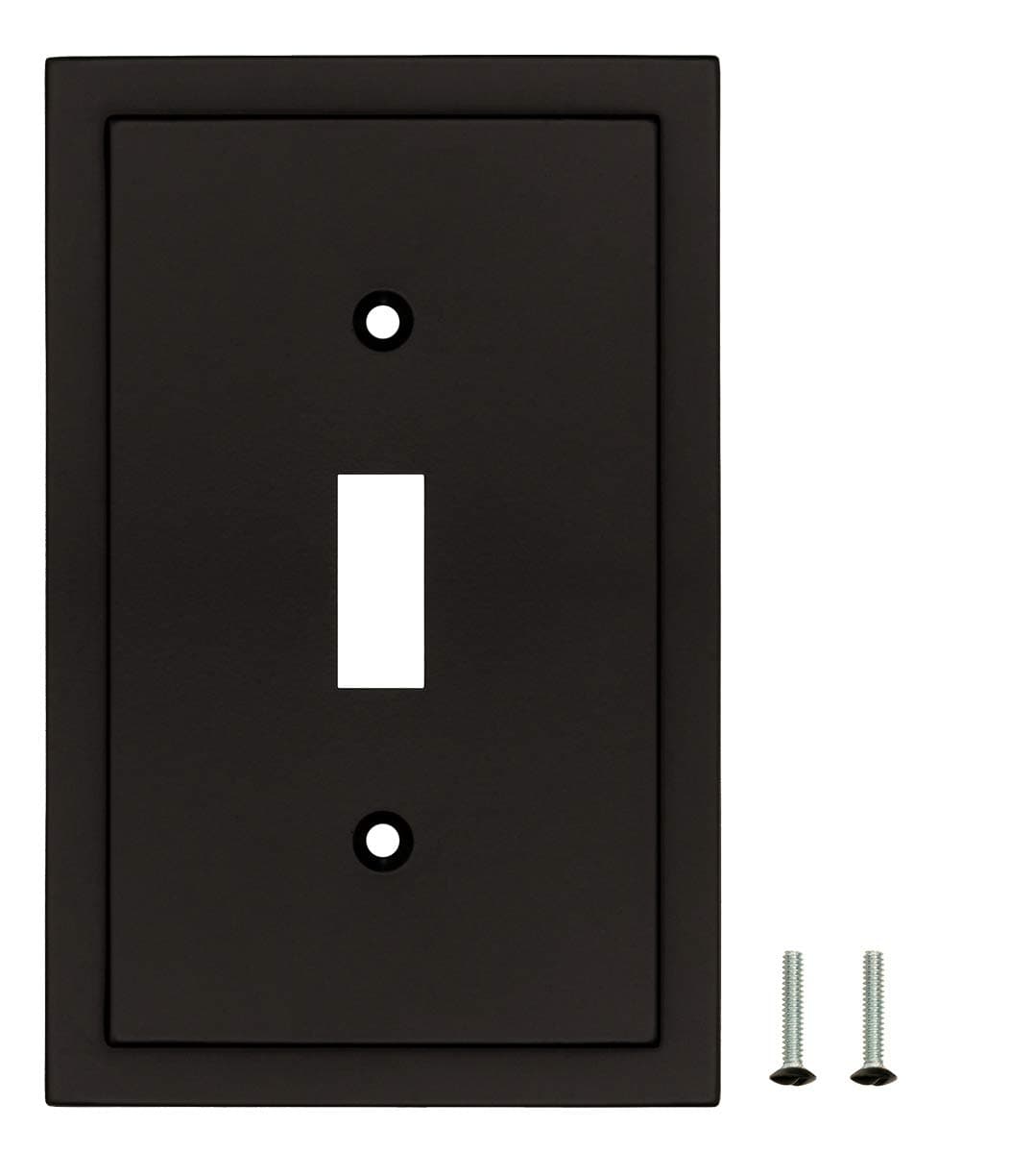 Henne Bery Modern Edge Decorative Wall Plate Switch Plate Outlet Cover, Durable Solid Zinc Alloy (Single Toggle 2PK, Matte Black) thumbnail 4
