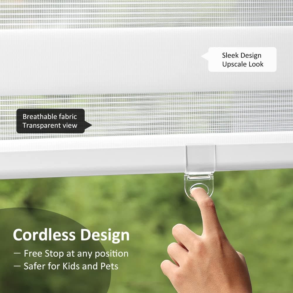 LUCKUP Cordless Zebra Blinds Roller Shades for Window-Dual Layer Sheer Blinds Light Control with Valance Day Night Privacy Light Filtering Fabric, 42" W x 72" H (W106.7xH183cm), White thumbnail 3