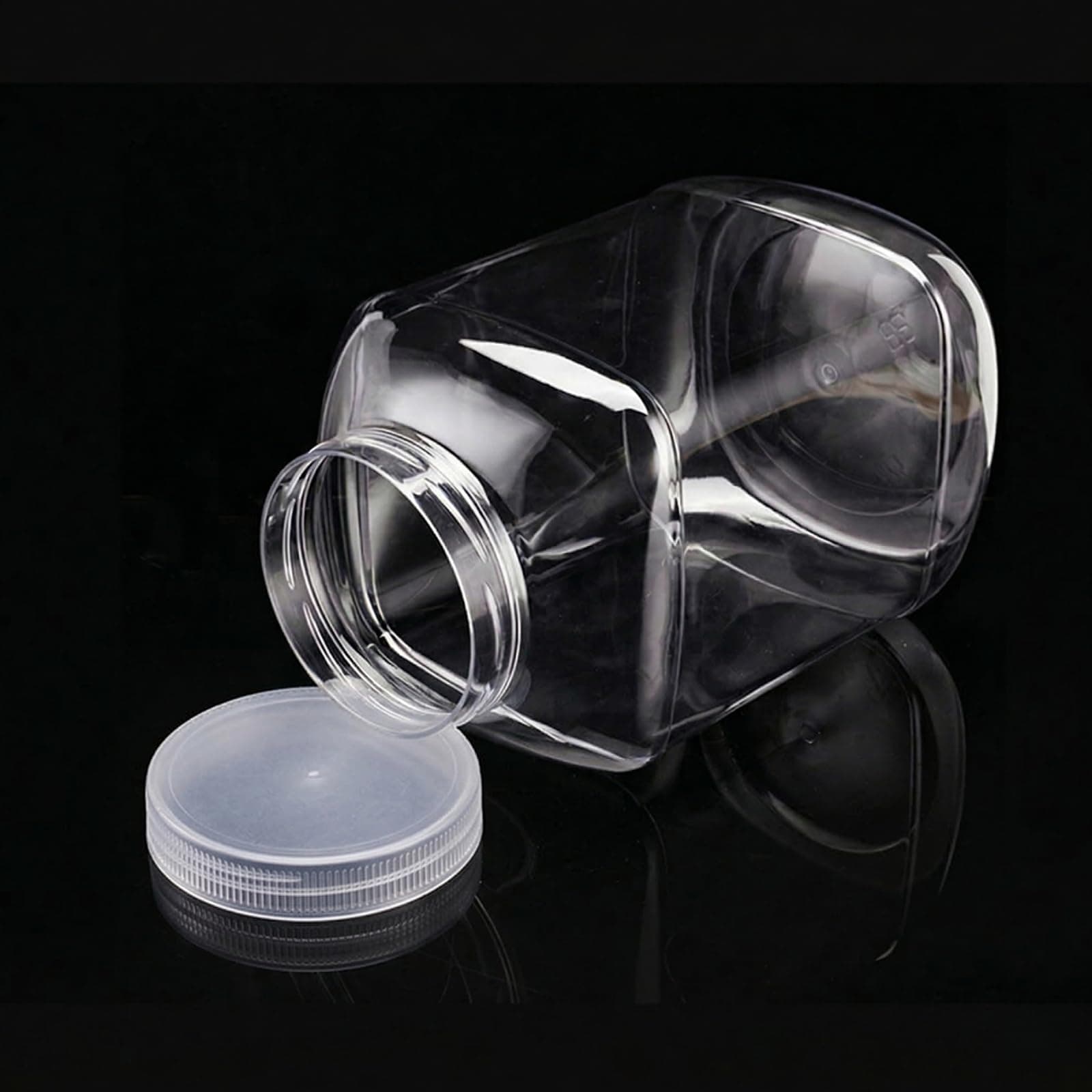 ZOOFOX 2 Pack 1.3Gallon/ 5L Clear Plastic Jars, Large Square Storage Jar with Screw-On Lids, Refillable BPA Free Empty Plastic Jars for Kitchen & Household Storage of Dry Goods, Peanut, Candy and More thumbnail 5