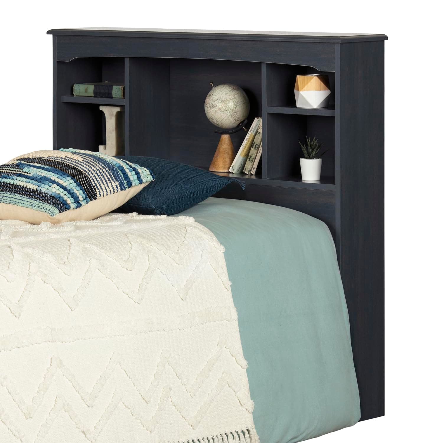 South Shore Furniture Aviron Twin Bookcase Headboard, Blueberry thumbnail 2
