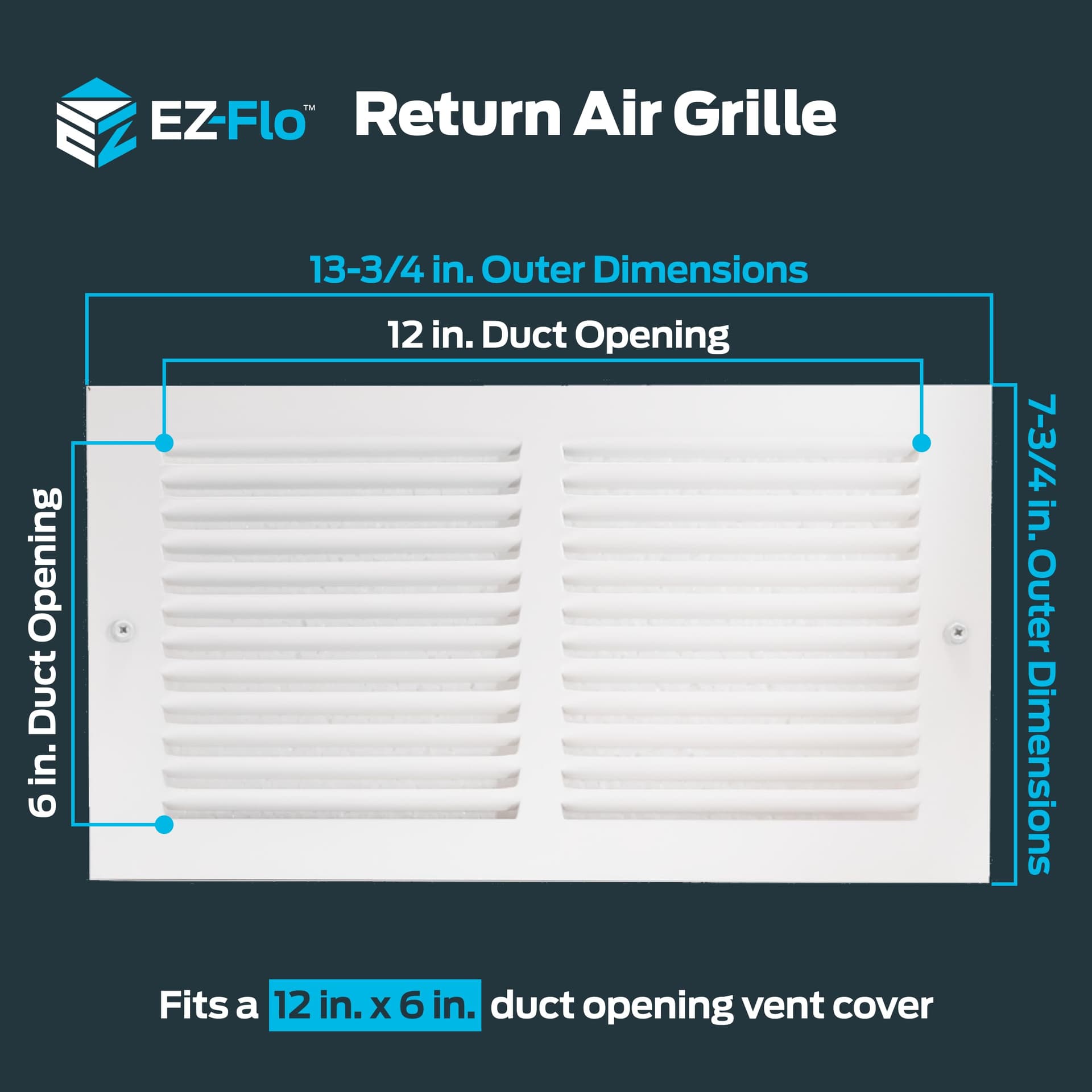 EZ-FLO 61626 Return Air Grille, 12" x 6", White thumbnail 2
