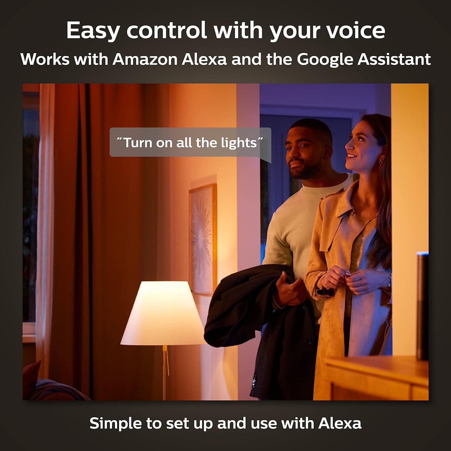Philips Hue White and Colour Ambiance 10.5W Equivalent 75W A19 Base E26 LED Smart Bulb, Colour Changing, Bluetooth & Zigbee Compatible, Voice Activated with Alexa, Music Sync, 2-Pack thumbnail 4