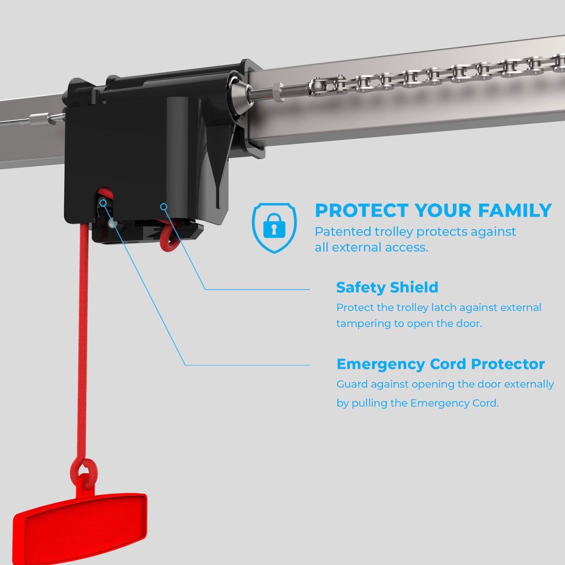 ATOMS ATR-1611 - By SKYLINK 1/2HPF Extremely Quiet Garage Door Opener with Built-In LED, White, Chain Drive, ATR-1611C thumbnail 2