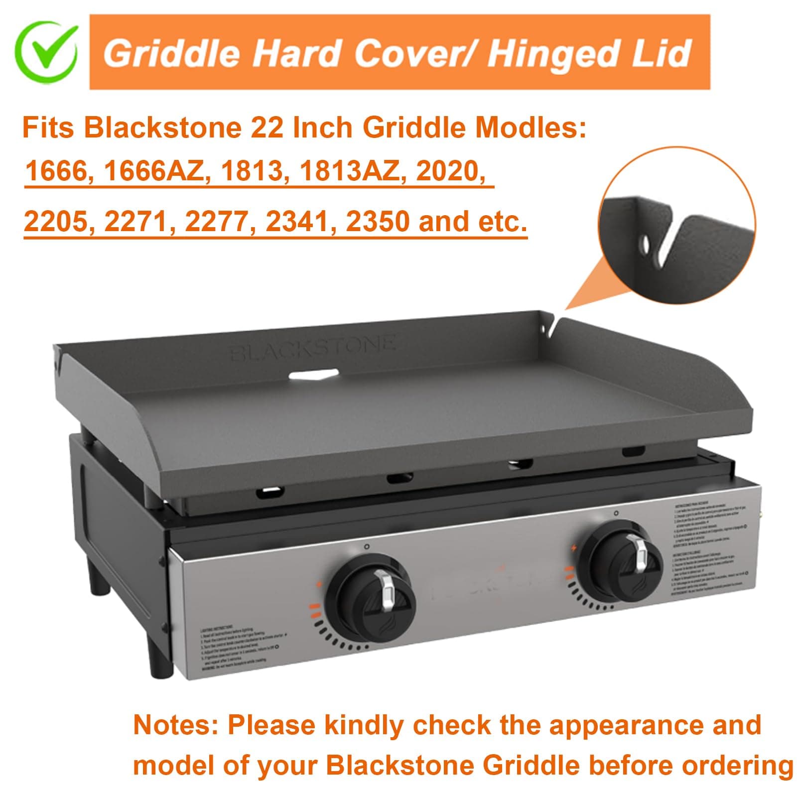 BBQ Future Upgraded Hinged Lid for Blackstone 22 Inch Griddle (2024 Model), Modern Black Carbon Steel Griddle Cover with Temperature Control thumbnail 2