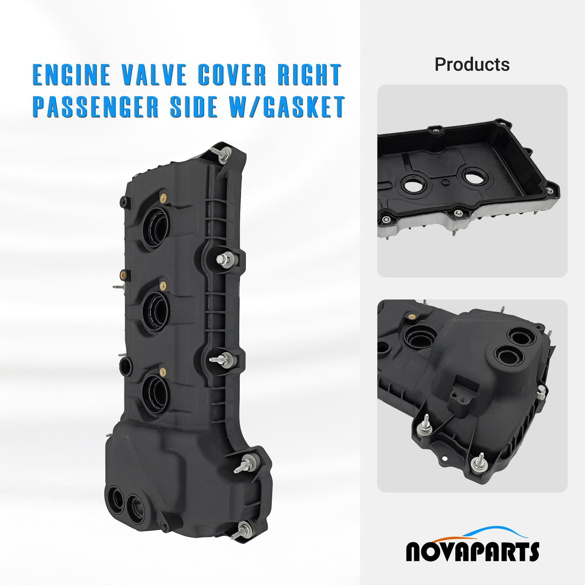 NOVAPARTS Engine Valve Cover Right Passenger Side w/Gasket for 2011-2019 Ford Explorer 2011-2012 F-150 2011 Edge Mustang Taurus Lincoln MKX 3.5L 3.7L Replaces # BR3Z6582G BR3Z-6582-C thumbnail 2
