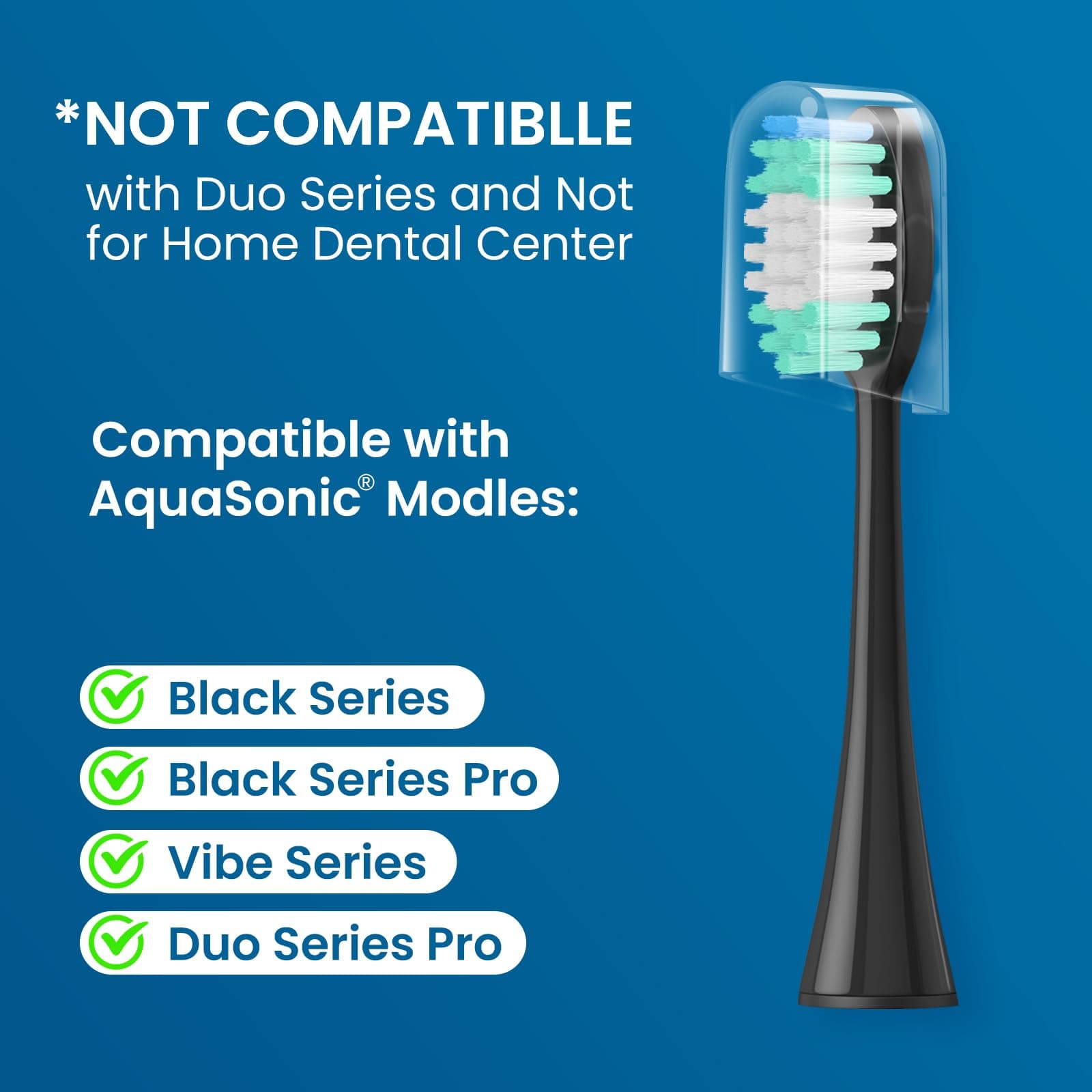Harobey Replacement Toothbrush Heads 10 Pack Compatible with AquaSonic Black Series, Vibe Series Electric Toothbrush, Black thumbnail 2