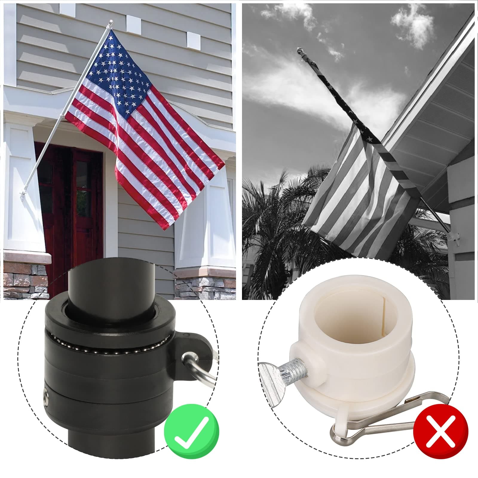 NELXINJO 5FT Black Stainless Steel Flag Pole Kit for Outside House Wall thumbnail 4