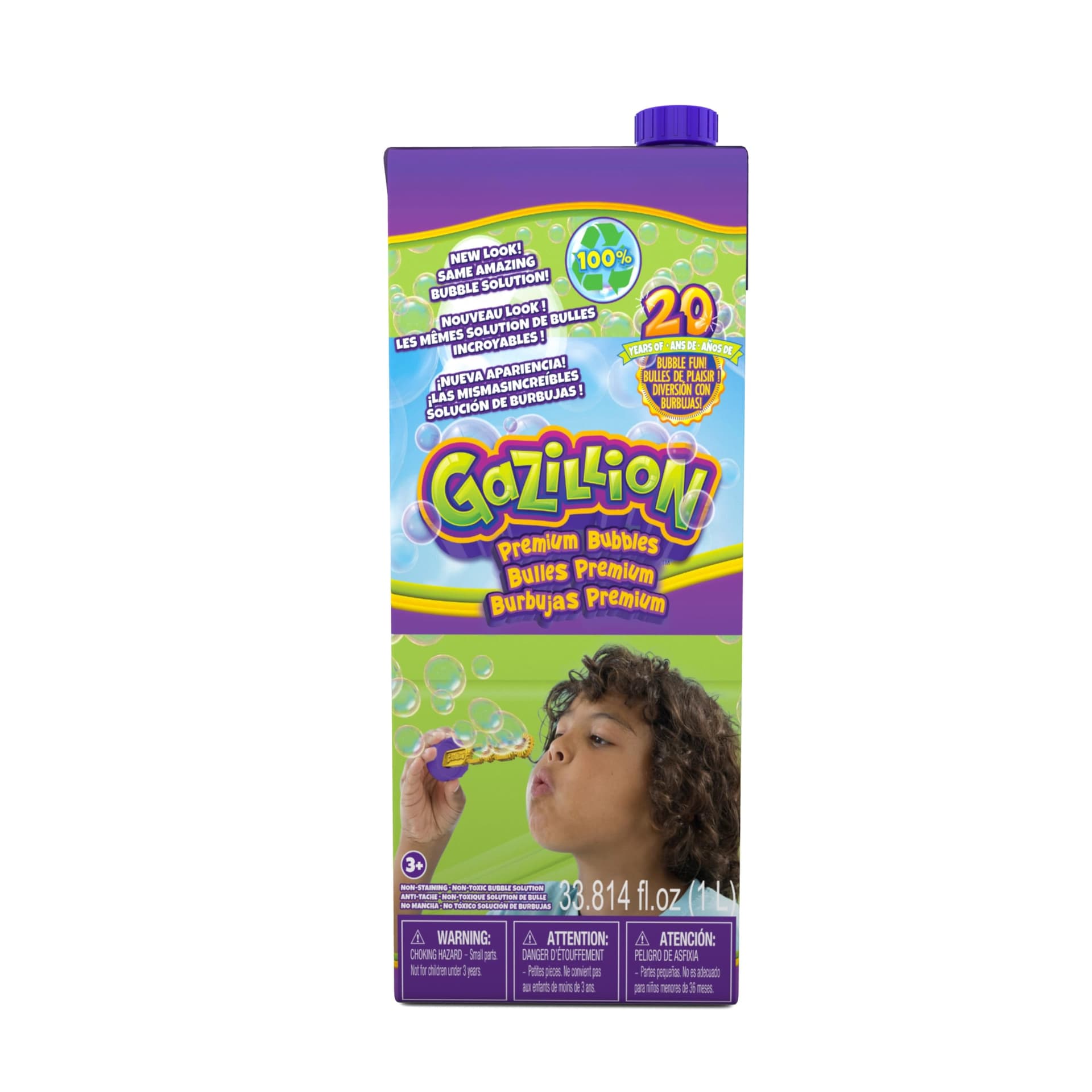 Gazillion Bubbles, Original Premium Bubbles 1L Box: Giant, Vibrant, and Safe Bubbles with Eco-Friendly Packaging