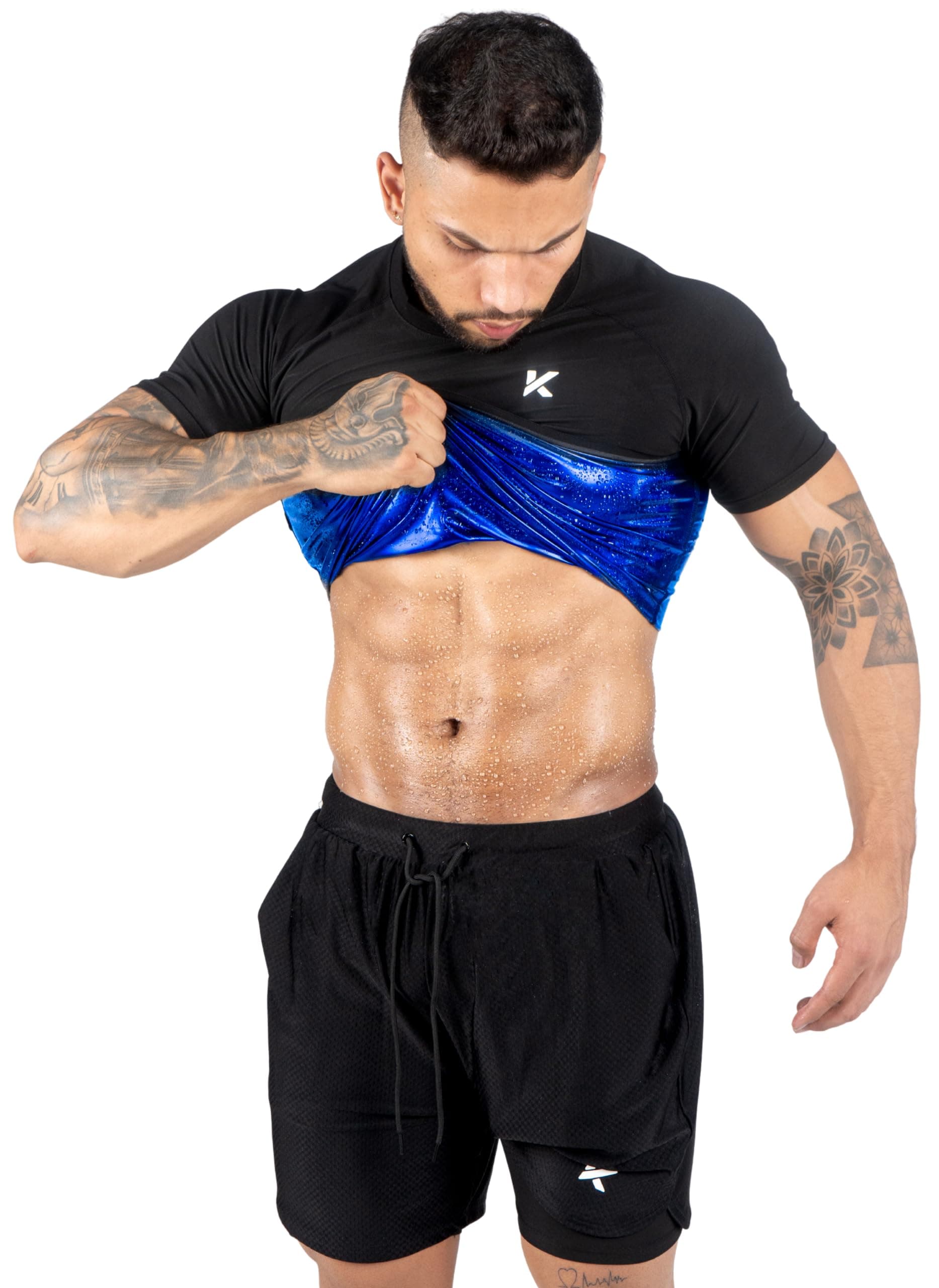 Kewlioo Men's Sauna Suit Shirt - Heat Trapping Sweat Compression Vest, Shapewear Top, Gym Exercise Versatile Heat Shaper Jacket (Black, 4XL)