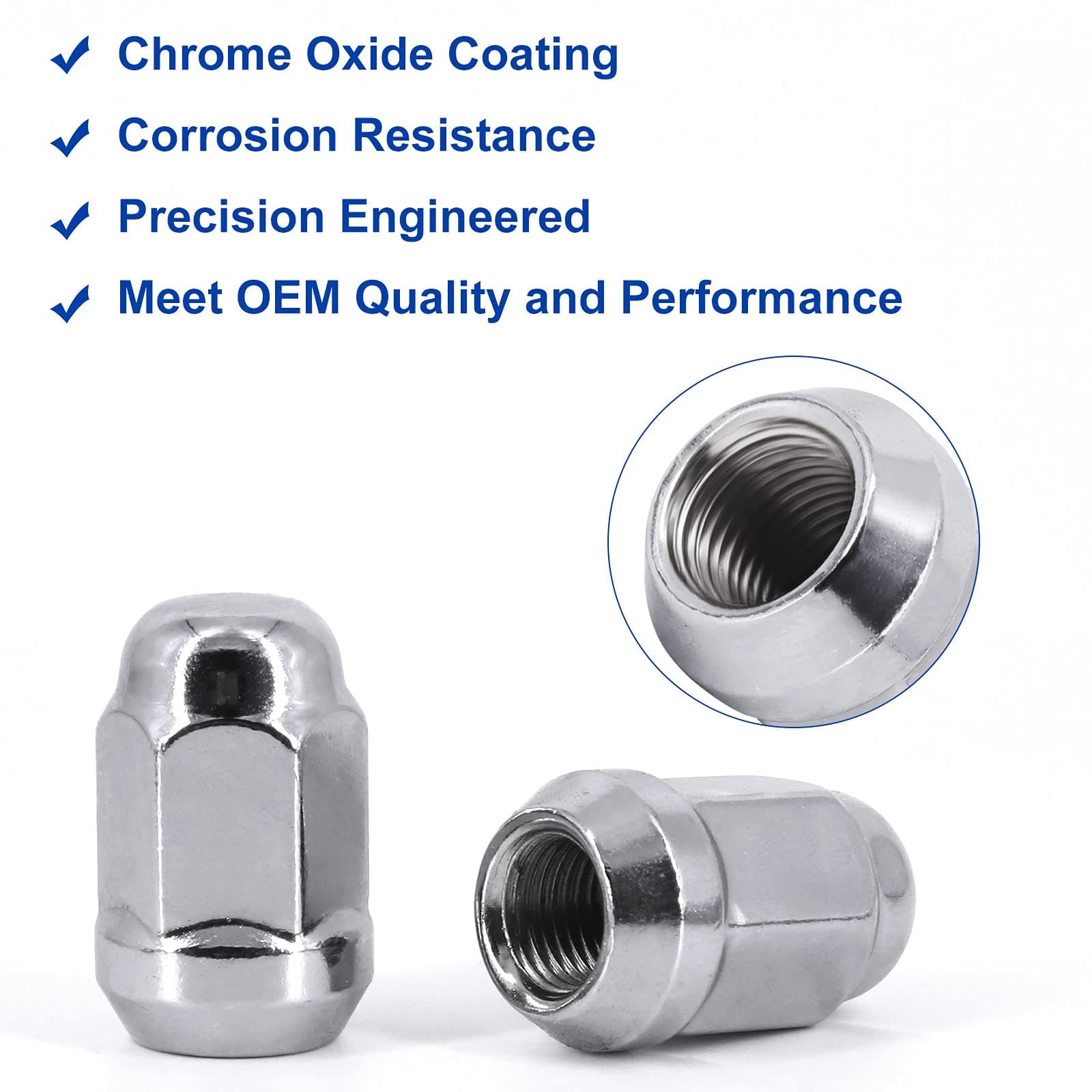 20Pcs 1/2"-20 Chrome Lug Nuts 1/2x20 Wheel Lug Nut Compatible with Jeep Wrangler Grand Cherokee Commander Liberty Ford Explorer Mustang Bronco Most 5 Lug 4 Lug Wheels thumbnail 3