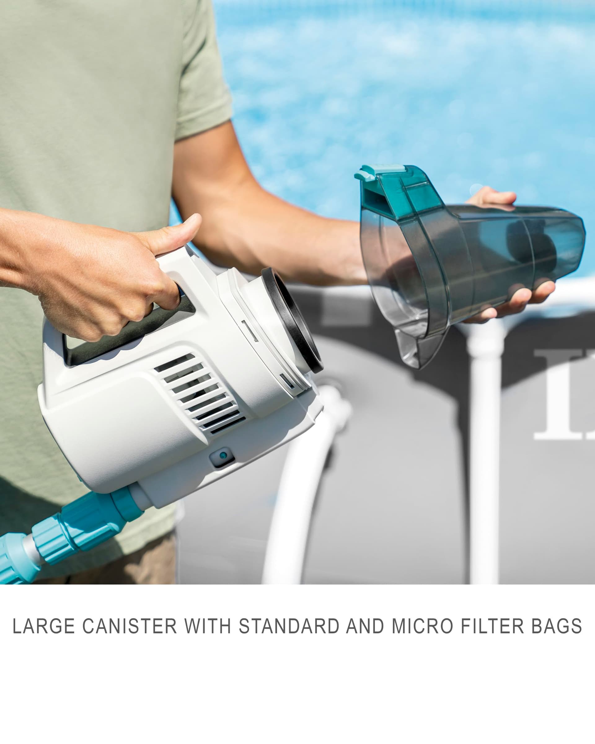 INTEX 28627E ZR200 Rechargeable Pool Vacuum with Auto Shut Off Feature, 100 Minute Running Time | Includes Aluminum Pole, Rechargeable Batteries and Two Interchangeable Brush Heads thumbnail 5