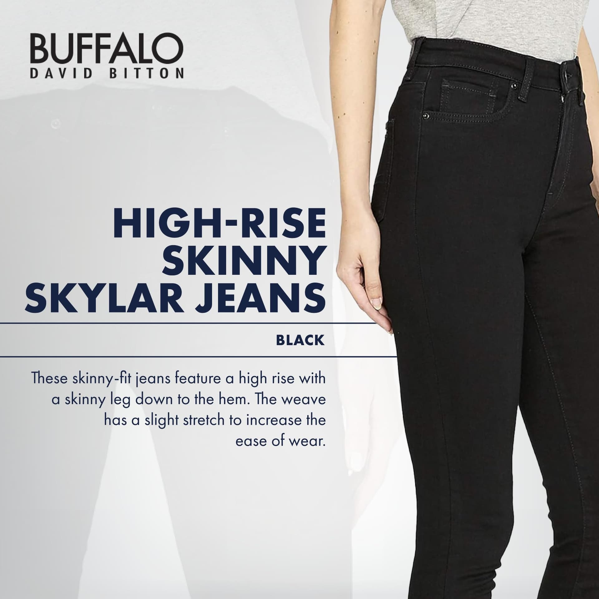 Buffalo David Bitton Women's Skylar High Rise Skinny Jean, Black, 29 thumbnail 3
