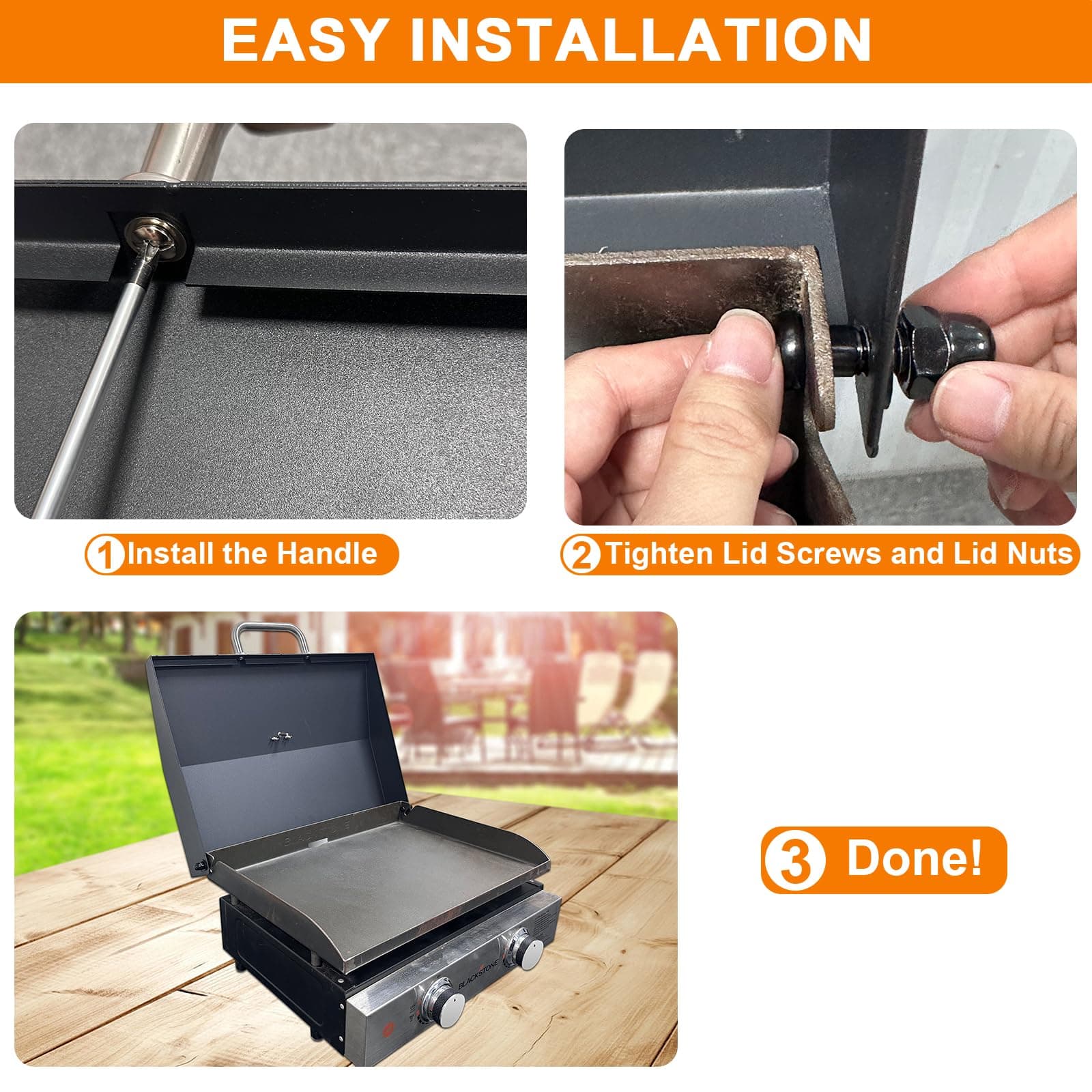 BBQ Future Upgraded Hinged Lid for Blackstone 22 Inch Griddle (2024 Model), Modern Black Carbon Steel Griddle Cover with Temperature Control thumbnail 4
