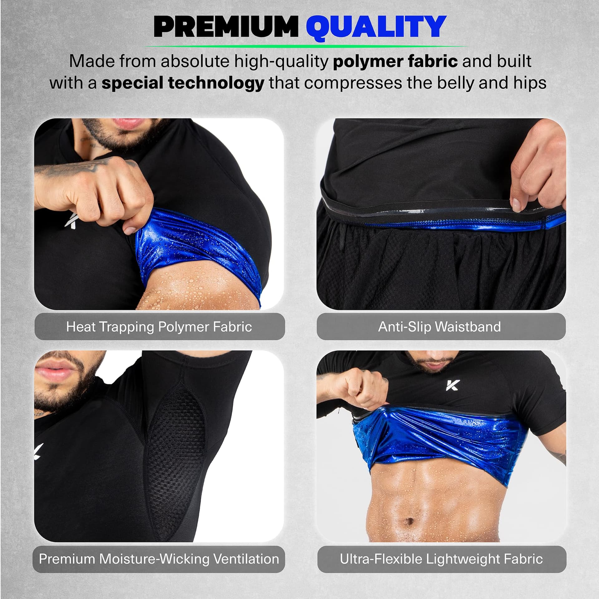 Kewlioo Men's Sauna Suit Shirt - Heat Trapping Sweat Compression Vest, Shapewear Top, Gym Exercise Versatile Heat Shaper Jacket (Black, 4XL) thumbnail 3