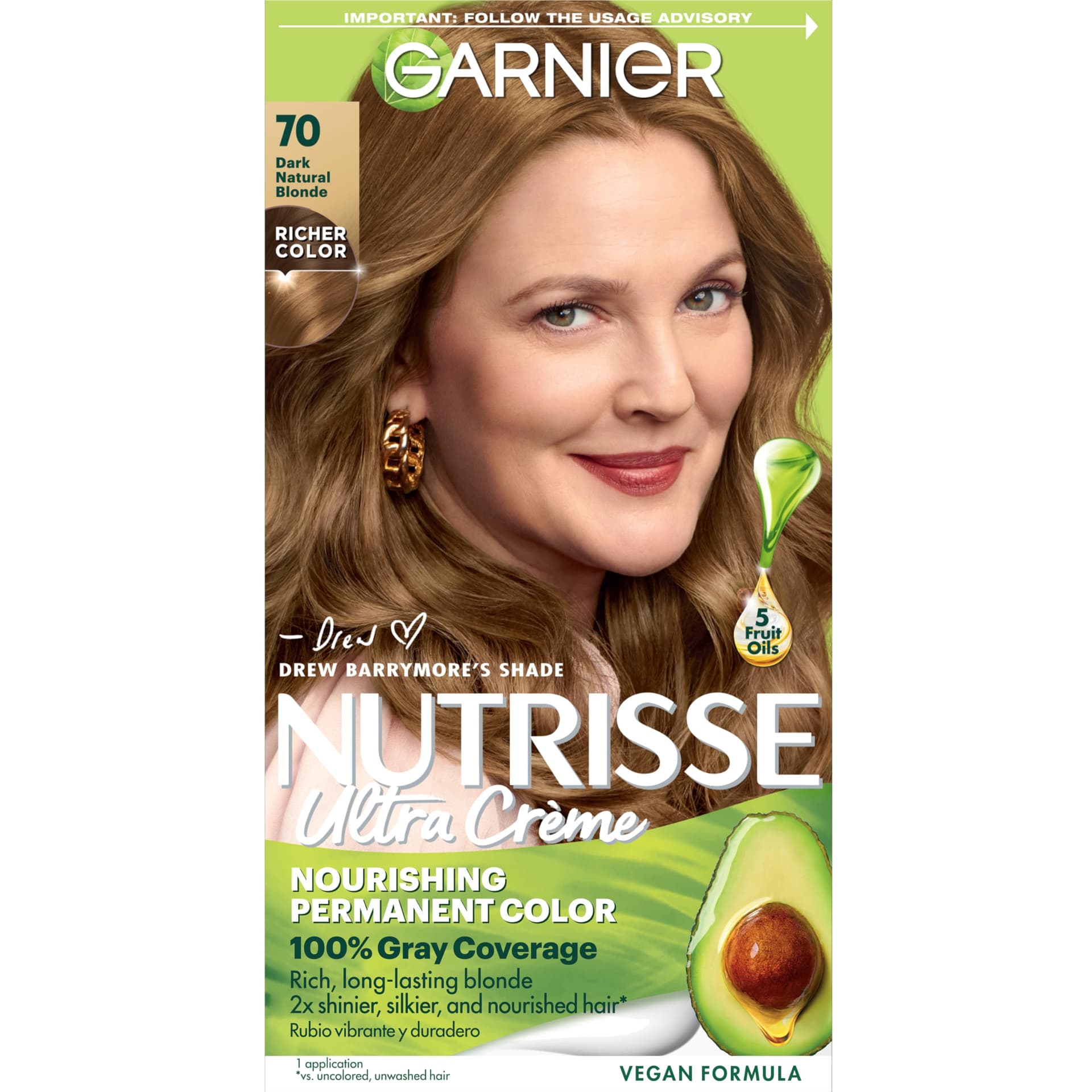 Garnier Nutrisse Nourishing Hair Color Creme, 70 Dark Natural Blonde (Almond Creme) (Packaging May Vary)