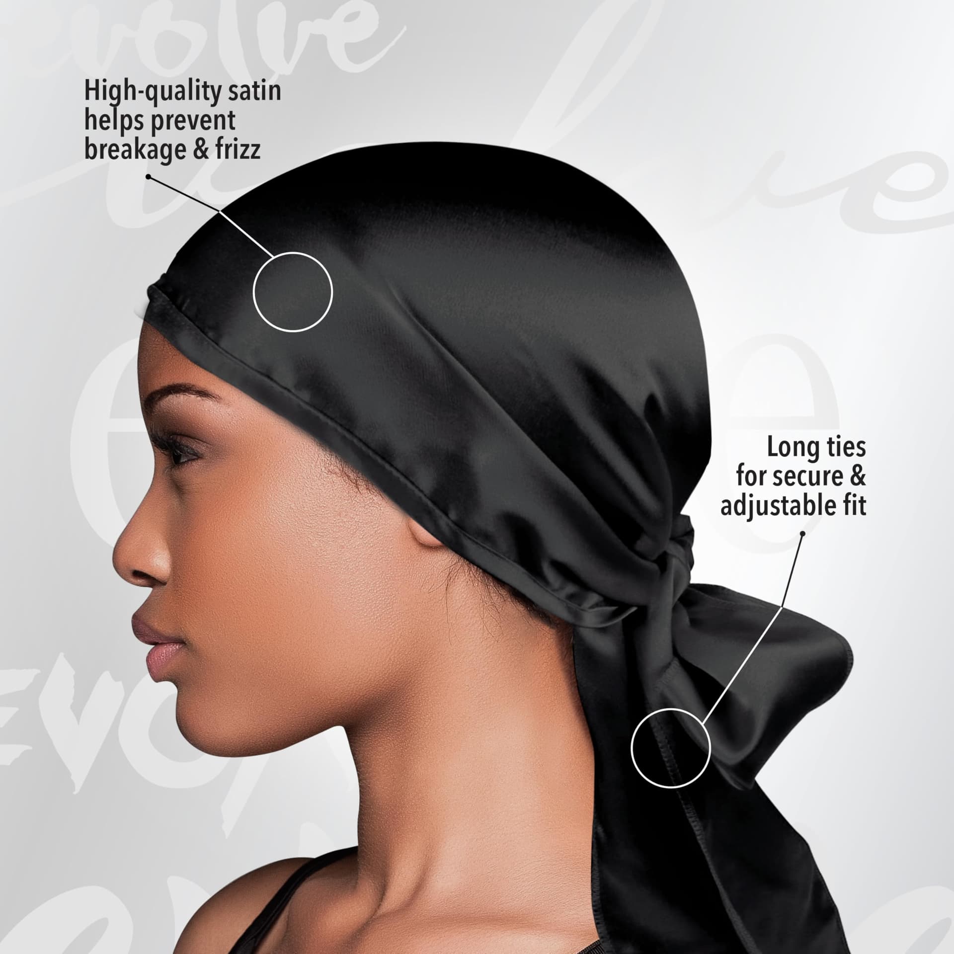 Evolve Satin Wrap Scarf, Black thumbnail 5