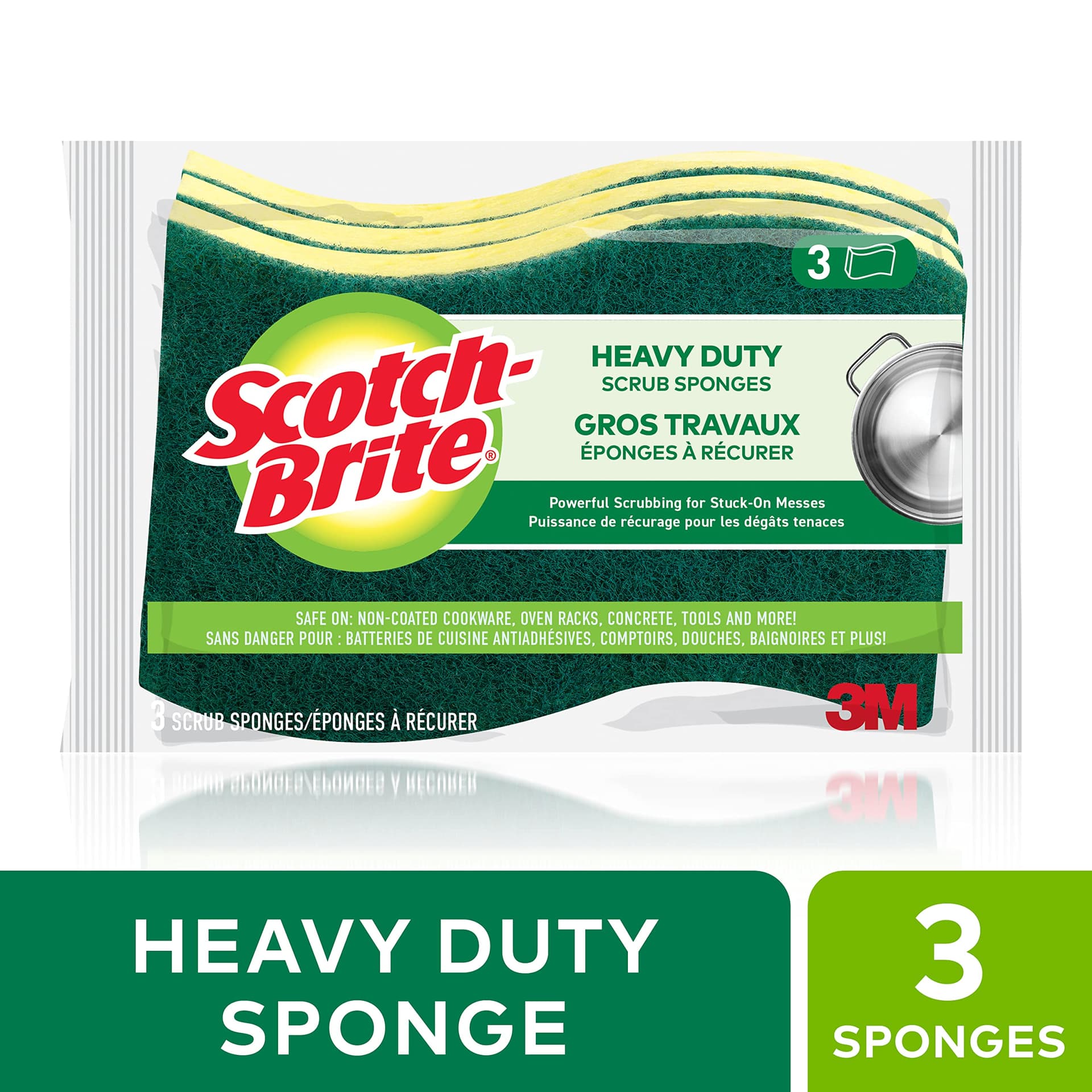 Scotch-Brite Scrub Sponge, 3 Pack, Heavy Duty, Sponges for Dishes ,Garage,Outdoor, Kitchen thumbnail 2