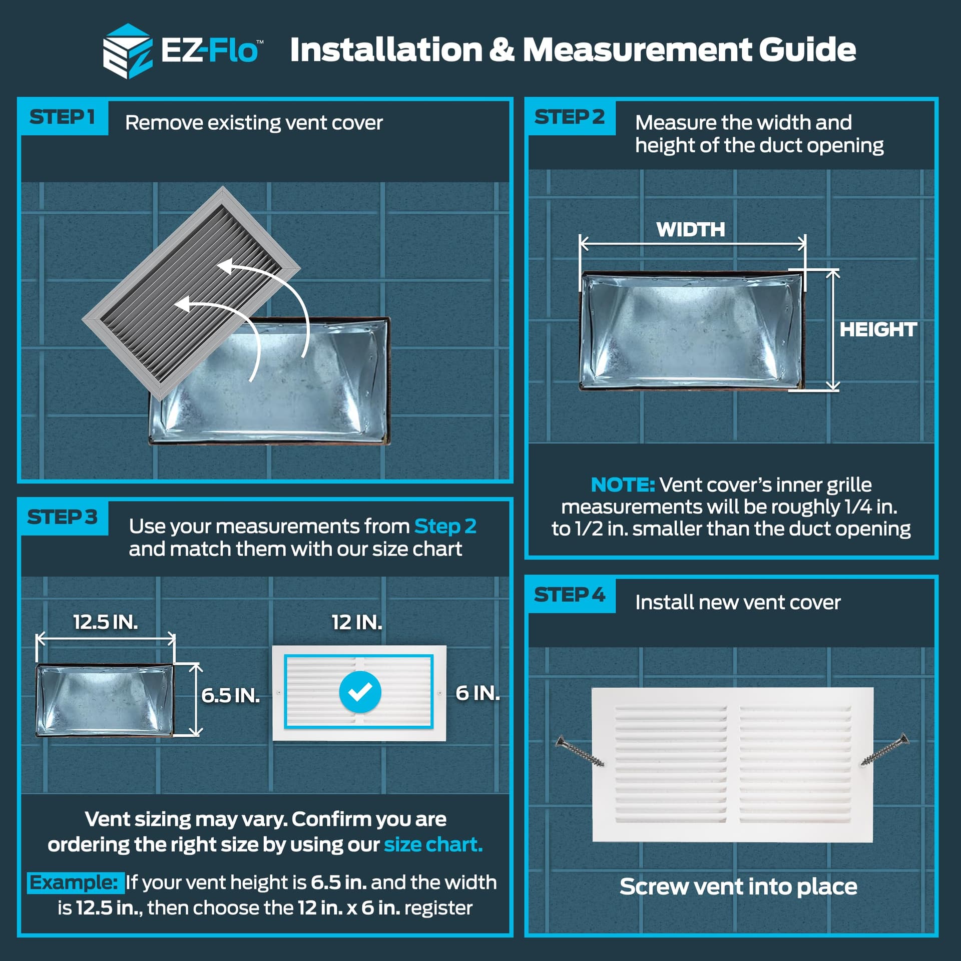 EZ-FLO 61626 Return Air Grille, 12" x 6", White thumbnail 3