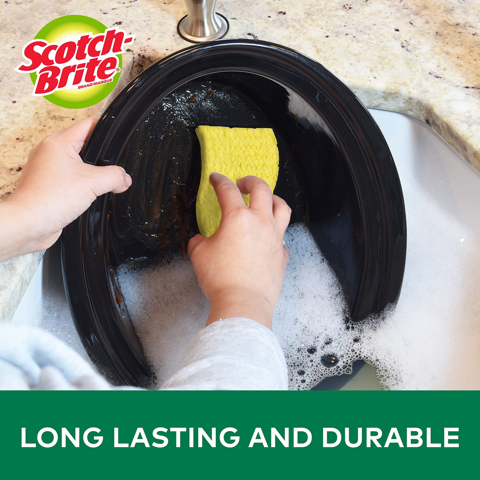 Scotch-Brite Scrub Sponge, 3 Pack, Heavy Duty, Sponges for Dishes ,Garage,Outdoor, Kitchen thumbnail 5