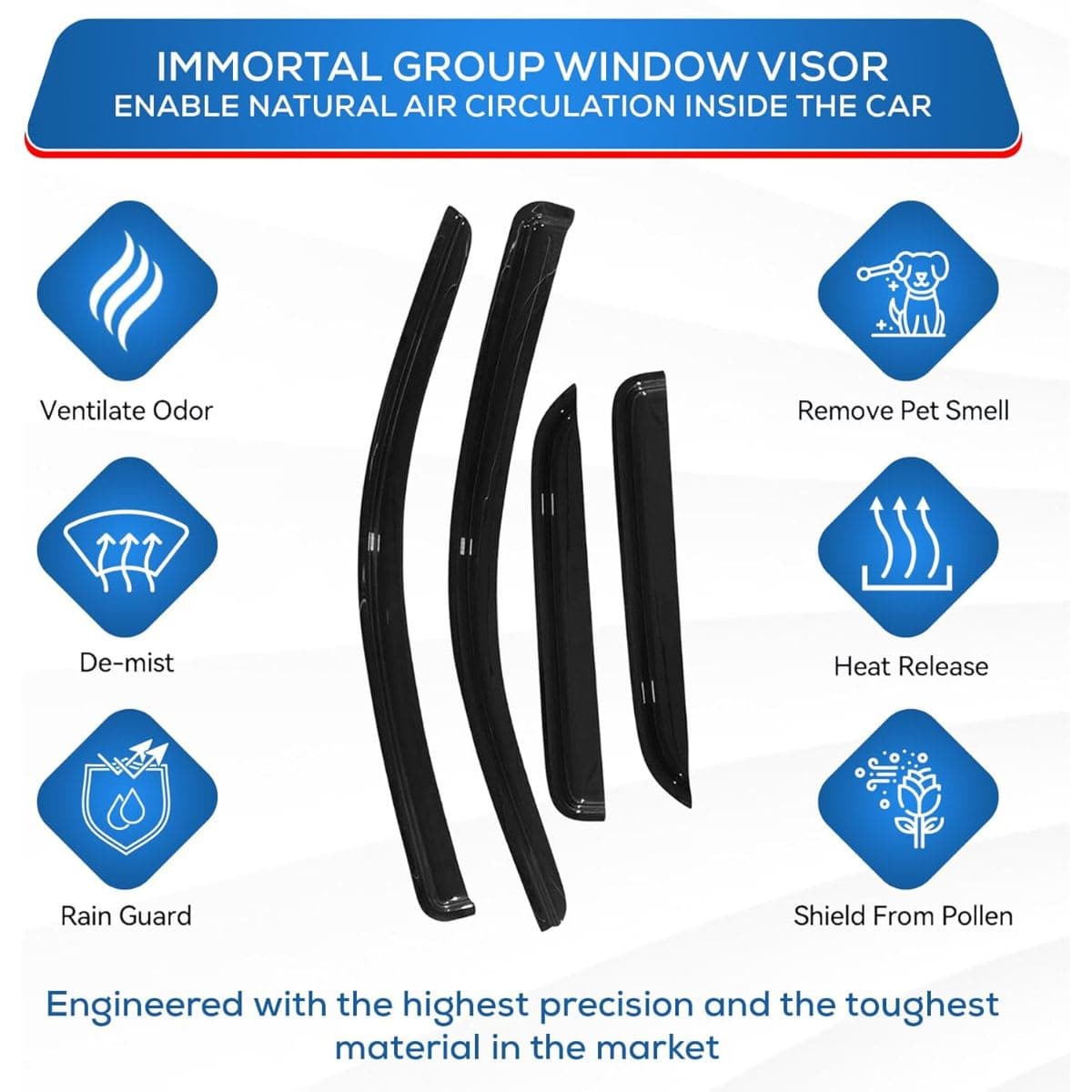 IG Window Visor for Chevrolet Spark 2016-2022, Rain Guard Tape-On Extra Durable Wind Sun Side Vent Window Deflector, 2016 2017 2018 2019 2020 2021 2022 thumbnail 4