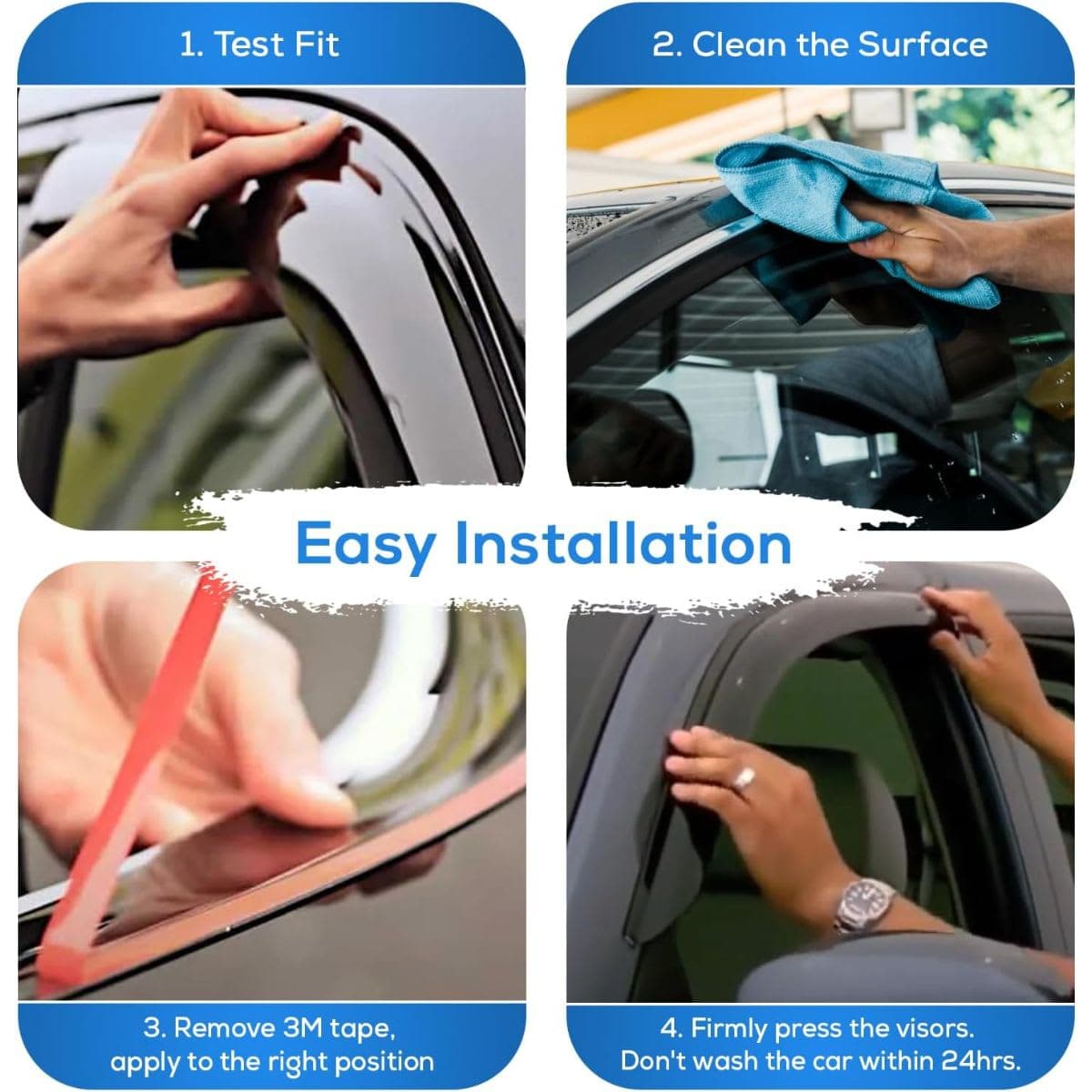 IG Window Visor for Chevrolet Spark 2016-2022, Rain Guard Tape-On Extra Durable Wind Sun Side Vent Window Deflector, 2016 2017 2018 2019 2020 2021 2022 thumbnail 5