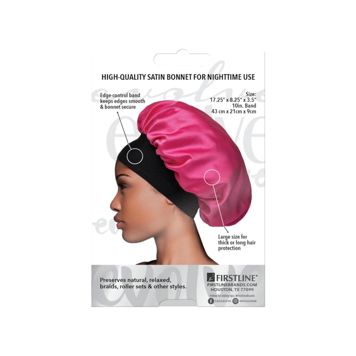 Firstline Firstline evolve fuchsia satin wide edge bonnet, Pink thumbnail 2