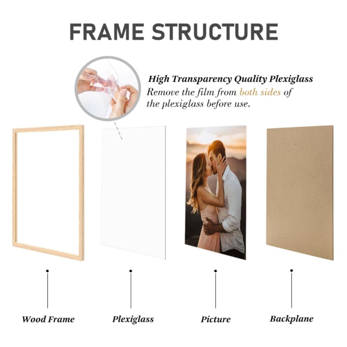 16x24 Inch Natural Solid Oak Wood Picture Frame Poster Frame Wall Photo Frame thumbnail 2