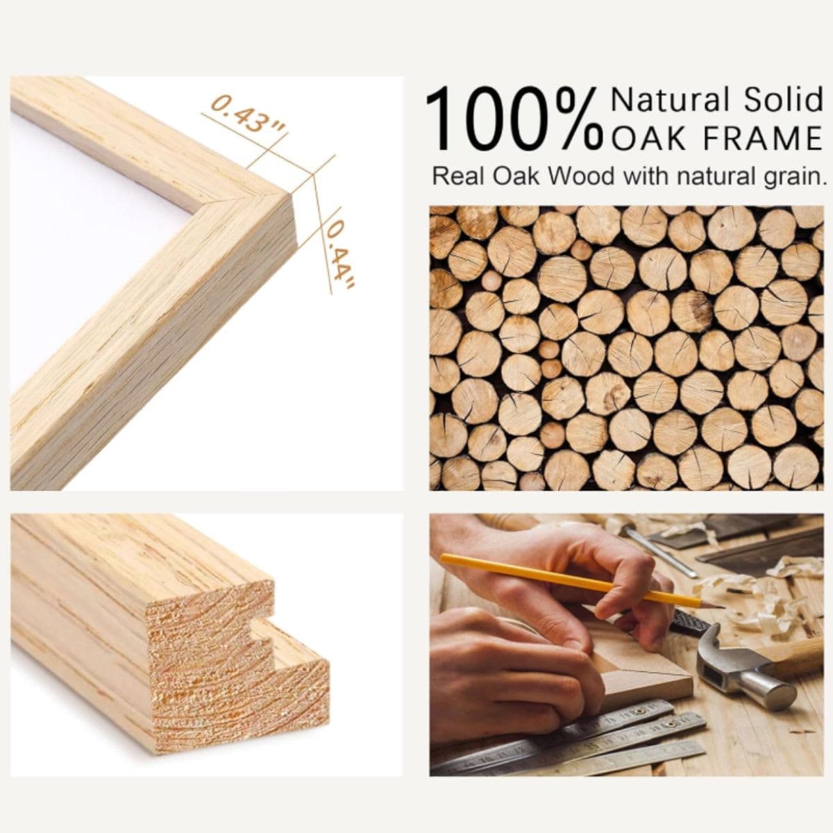 16x24 Inch Natural Solid Oak Wood Picture Frame Poster Frame Wall Photo Frame thumbnail 3