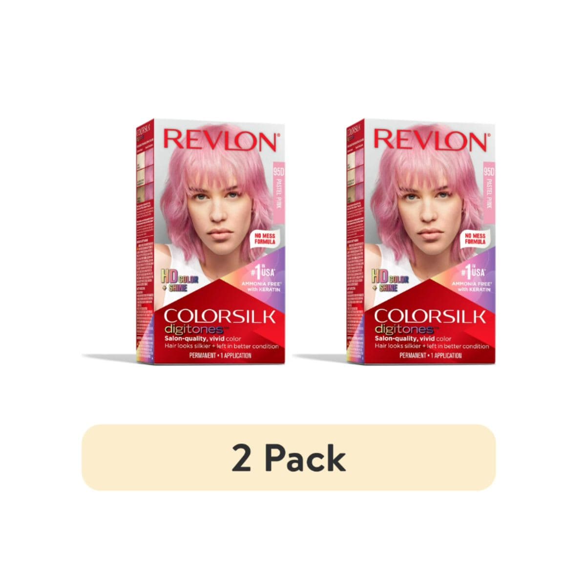 Revlon ColorSilk Digitones Permanent Hair Color with Keratin, Pastel Pink, 1 count