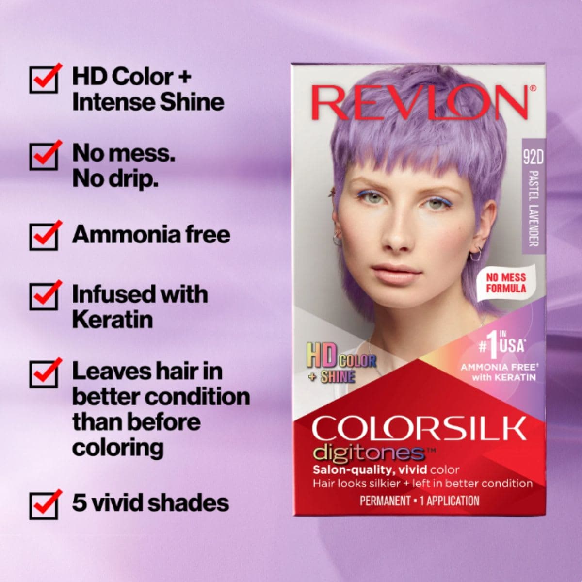 Revlon ColorSilk Digitones Permanent Hair Color with Keratin, Pastel Pink, 1 count thumbnail 4