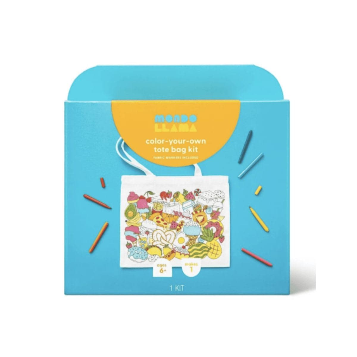 Mondo Llama Create Your Own Tote Bag Kit - Fabric Tote Drawing and Coloring Kit