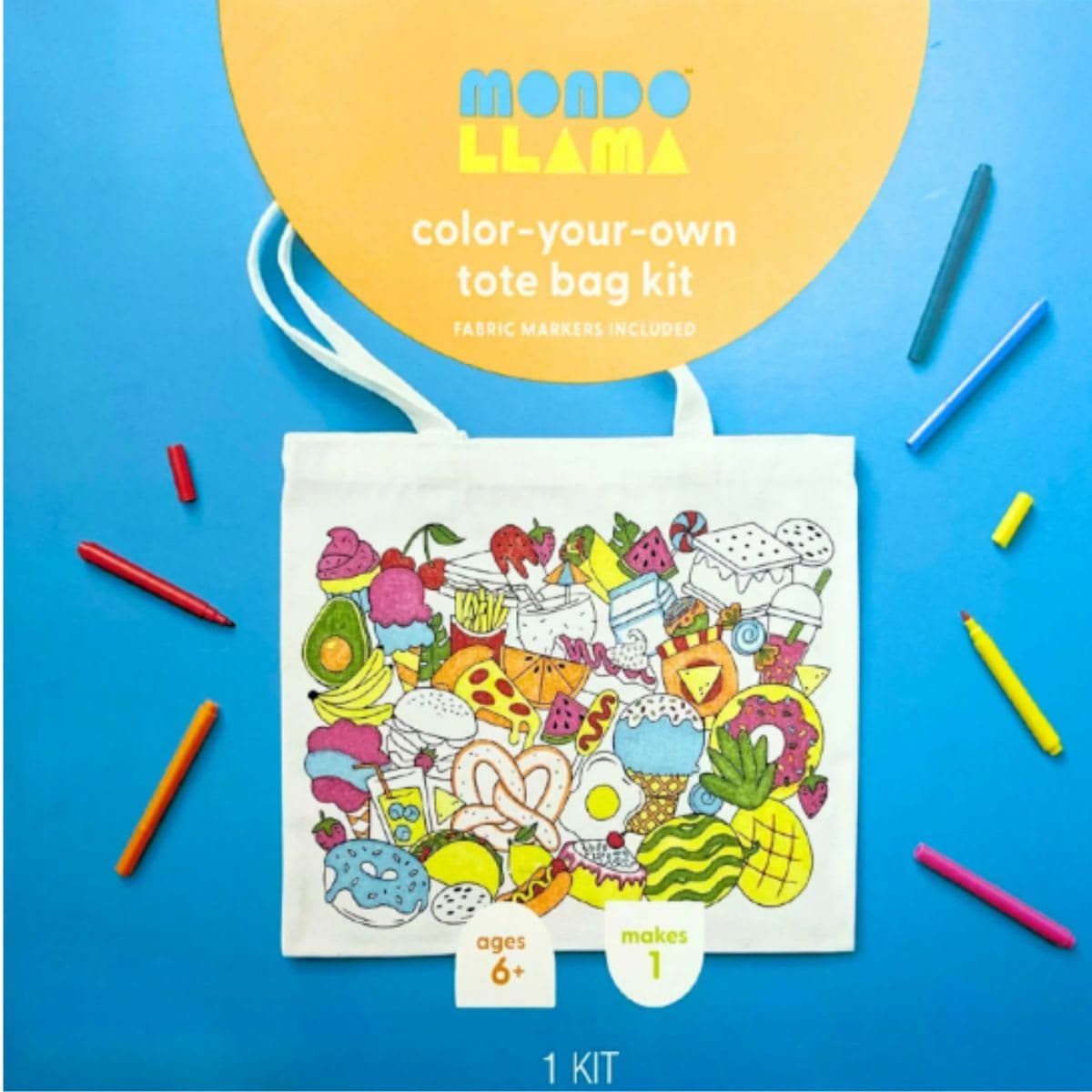 Mondo Llama Create Your Own Tote Bag Kit - Fabric Tote Drawing and Coloring Kit thumbnail 2