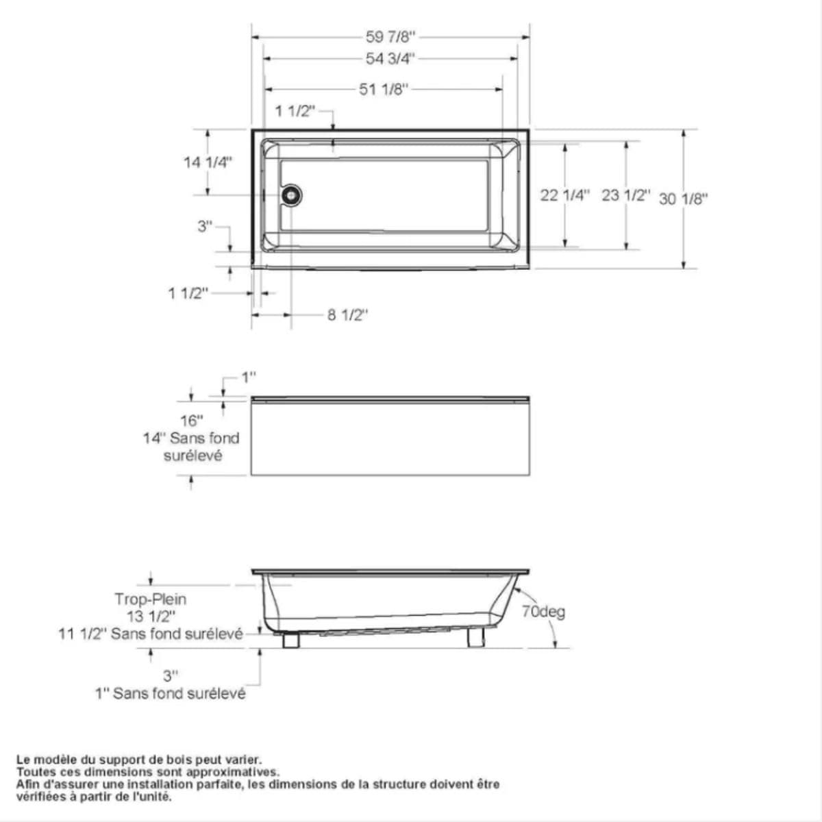 MAAX Bosca Access 60L x 30W x 16H Acrylic Alcove Bathtub with Certified Anti-Slip Floor & Above thumbnail 5