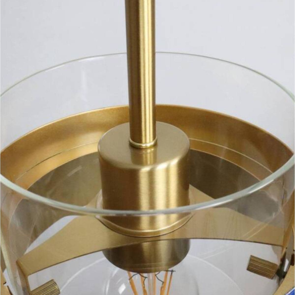 60 Watt 1-Light Gold Finished Shaded Pendant Light with Clear Glass thumbnail 3