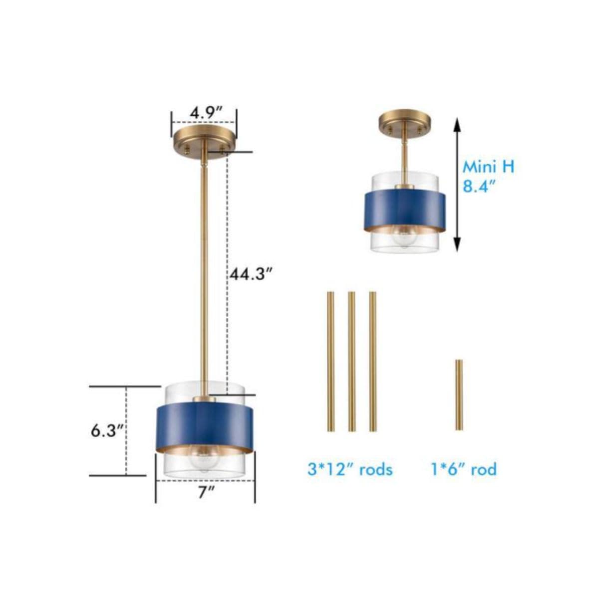 60 Watt 1-Light Gold Finished Shaded Pendant Light with Clear Glass thumbnail 4