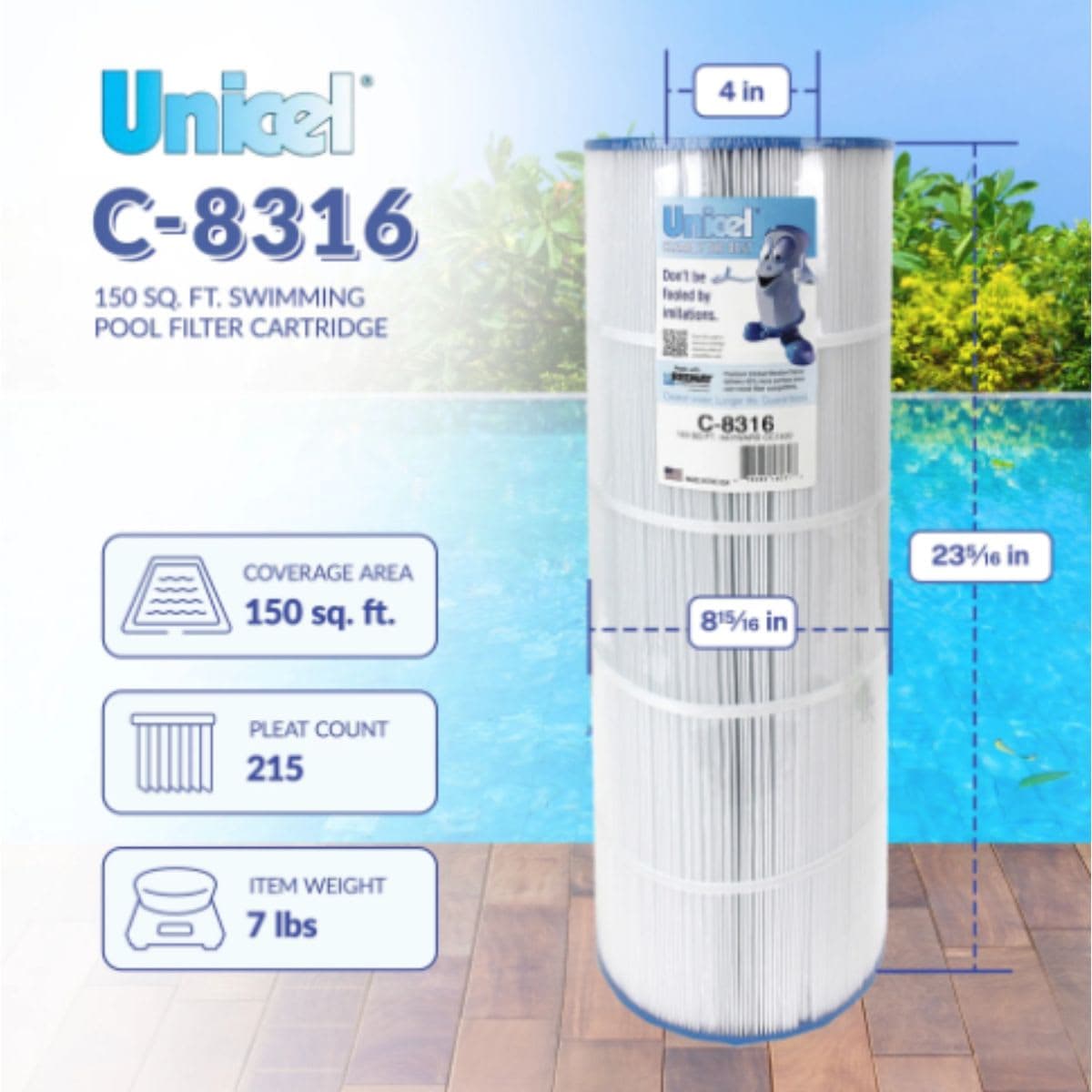 Pool Filter Cartridge - Unicel Replacement 150 SqFt thumbnail 2