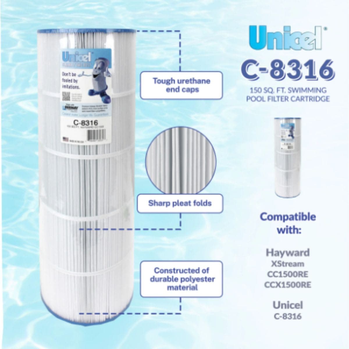 Pool Filter Cartridge - Unicel Replacement 150 SqFt thumbnail 4
