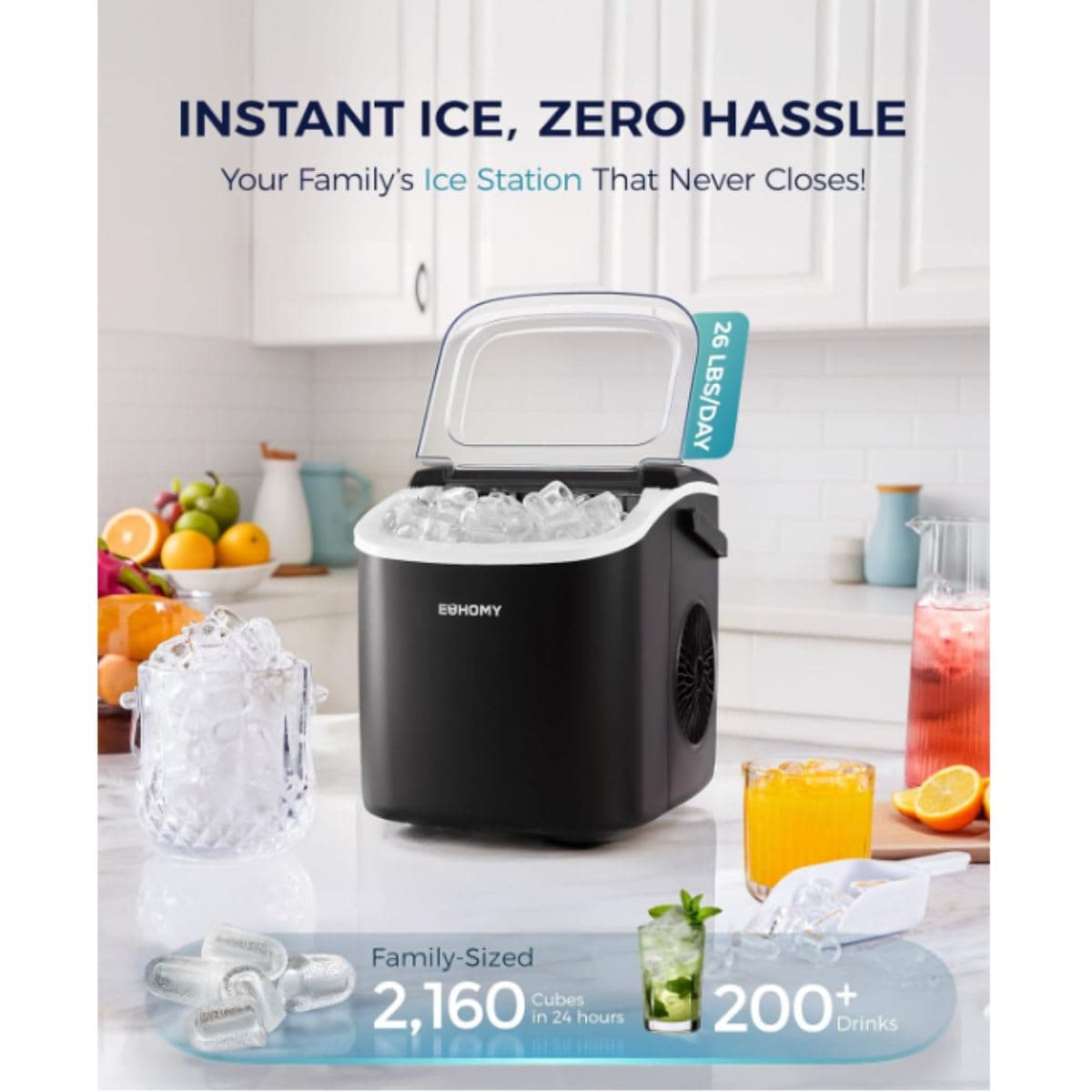 Countertop Ice Maker - Euhomy Black thumbnail 2