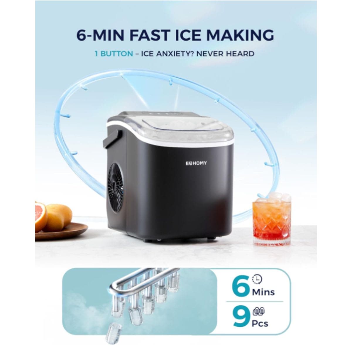Countertop Ice Maker - Euhomy Black thumbnail 5