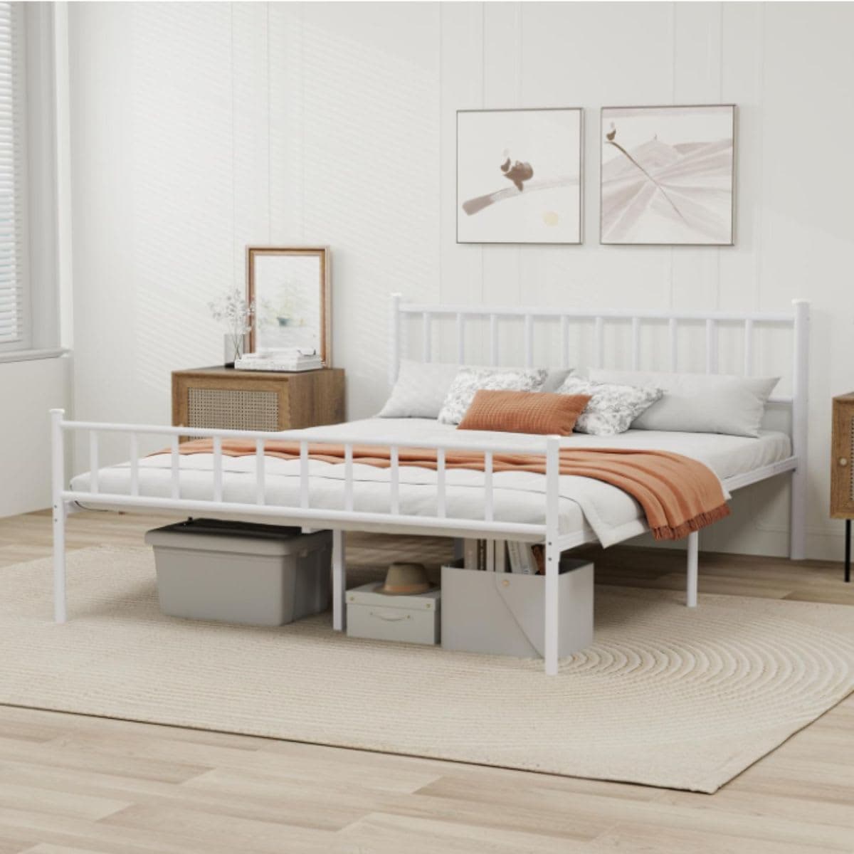 Metal Platform Bed Frame - WJORATA White thumbnail 3