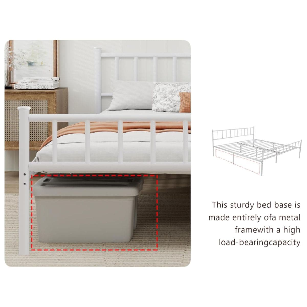 Metal Platform Bed Frame - WJORATA White thumbnail 4