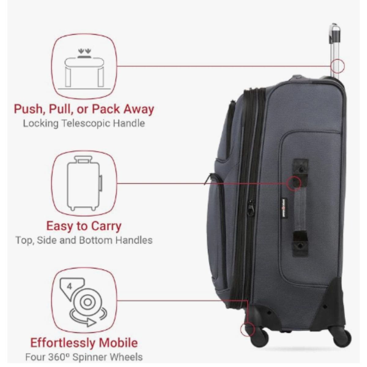 Softside Expandable Luggage - SwissGear Dark Grey 29-Inch thumbnail 4