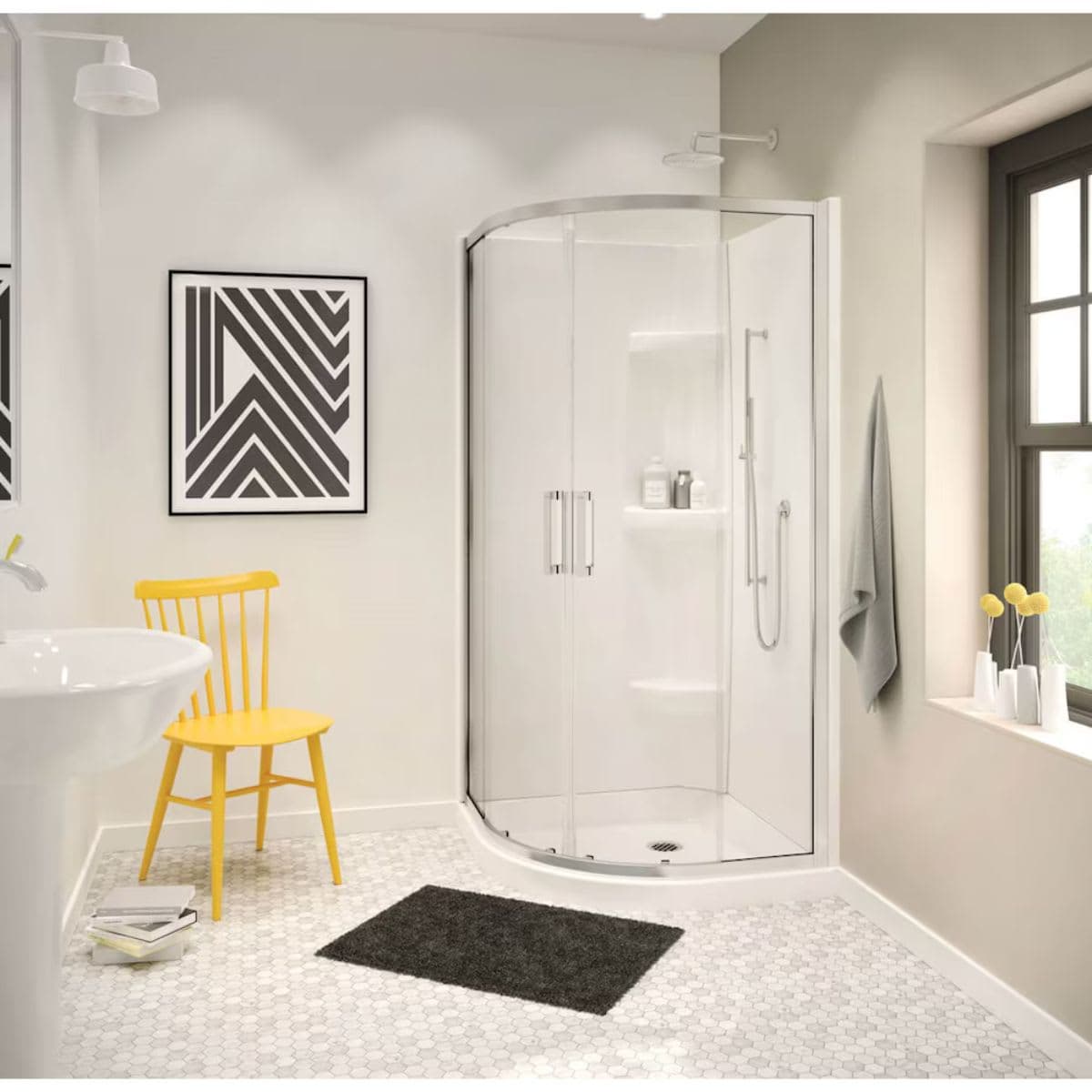 MAAX Radia 32 in. W x 32 in. L x 71.5 in. H Neo-Round Semi-Frameless Sliding Corner Shower Door in Chrome with Clear Tempered Glass thumbnail 2