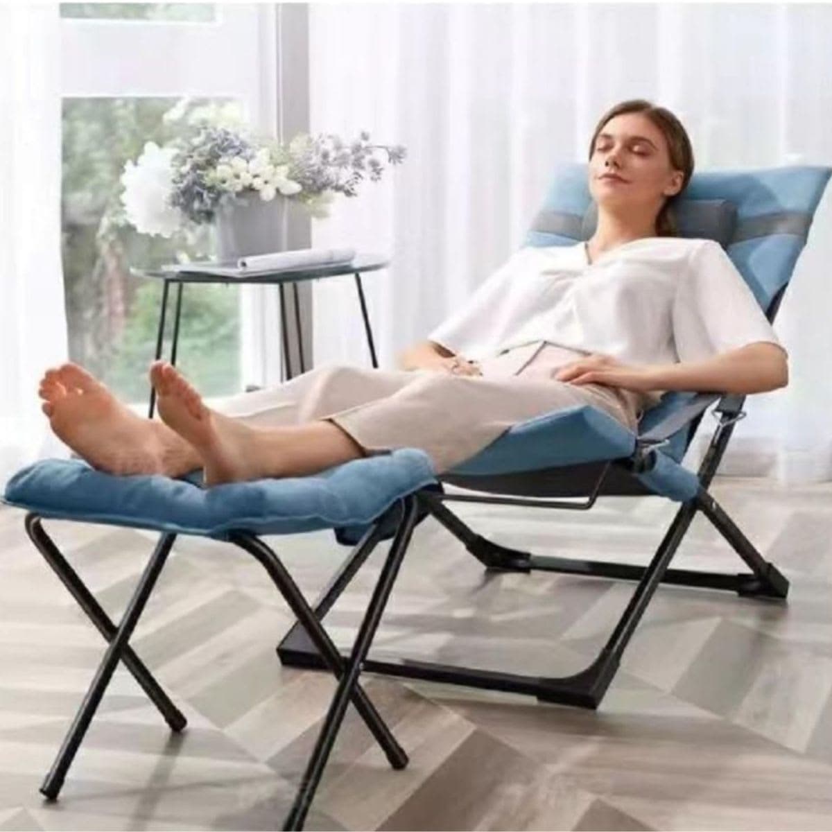 Foldable Ottoman Foot Rest - Generic Blue thumbnail 2
