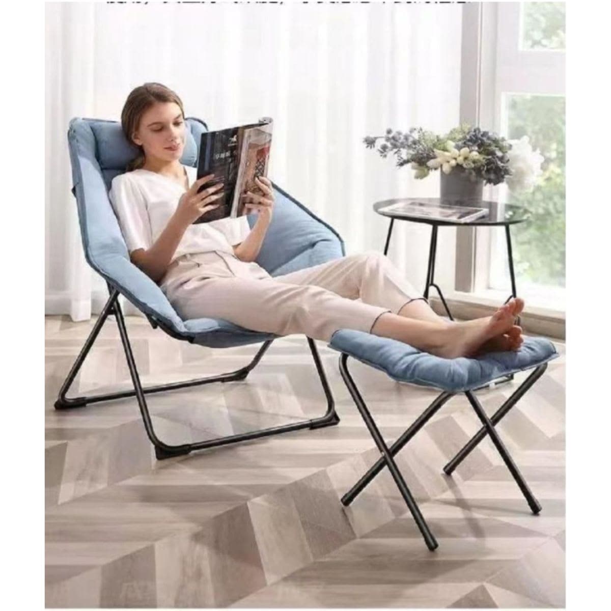Foldable Ottoman Foot Rest - Generic Blue thumbnail 5