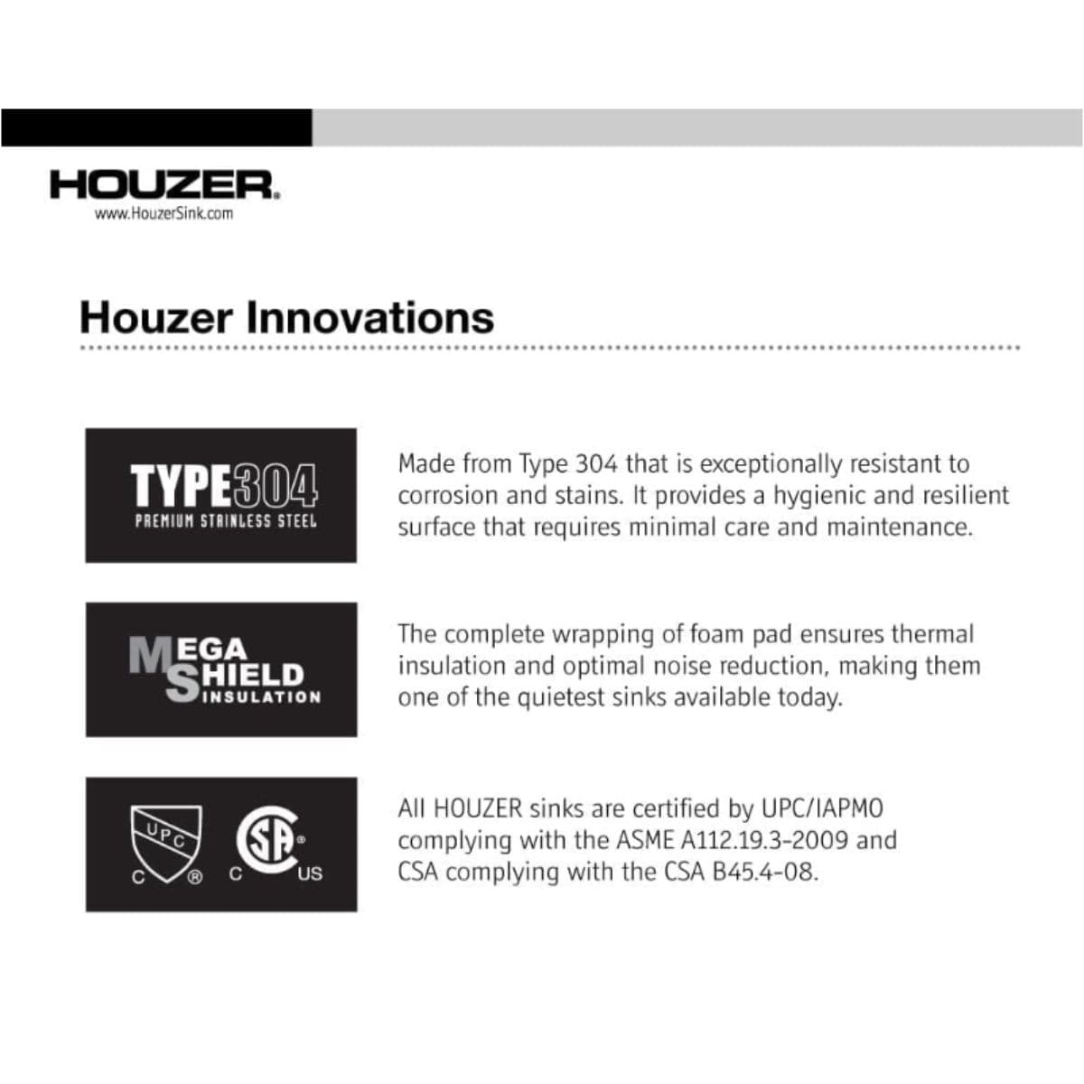 Houzer Contempo Undermount Stainless Steel Sink 30x6.5 Inch thumbnail 5
