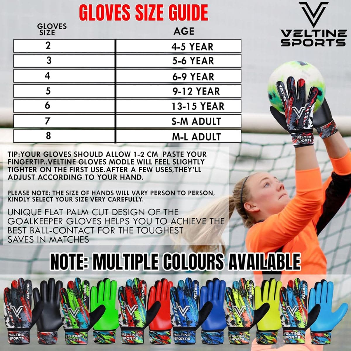 Soccer Goalie Gloves, Football Goalkeeper Gloves for Kids Boys Children Youth with 4mm Latex Heavy Grip Palm Double Wrist,Finger Spine Protection Size 5 Suitable for 9-15 years thumbnail 7